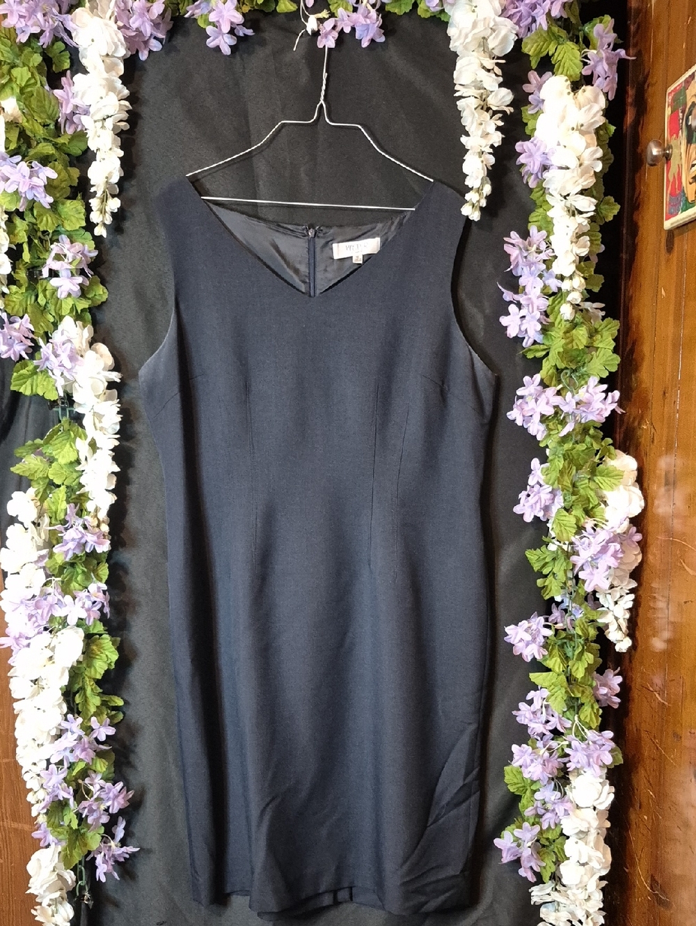 Kasper Black V-Neck Midi Sheath Dress